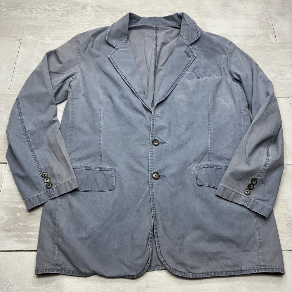 LL Bean Tropic Weights Blazer Men 42 Tall Blue Cotton Unstructured Sport Coat SN
